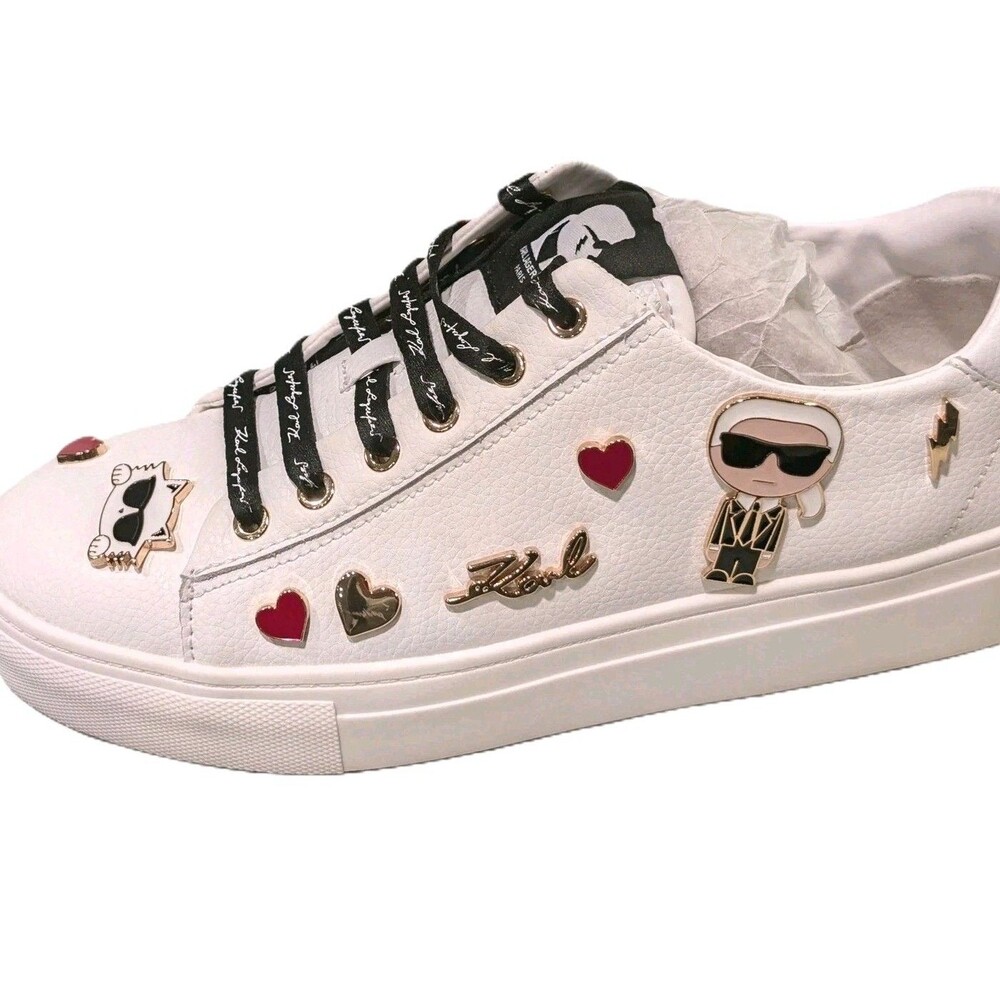 Karl Lagerfeld Paris 8.5 Sneakers Cate Pins Women's Designer Shoes Embellished - Picture 3 of 8
